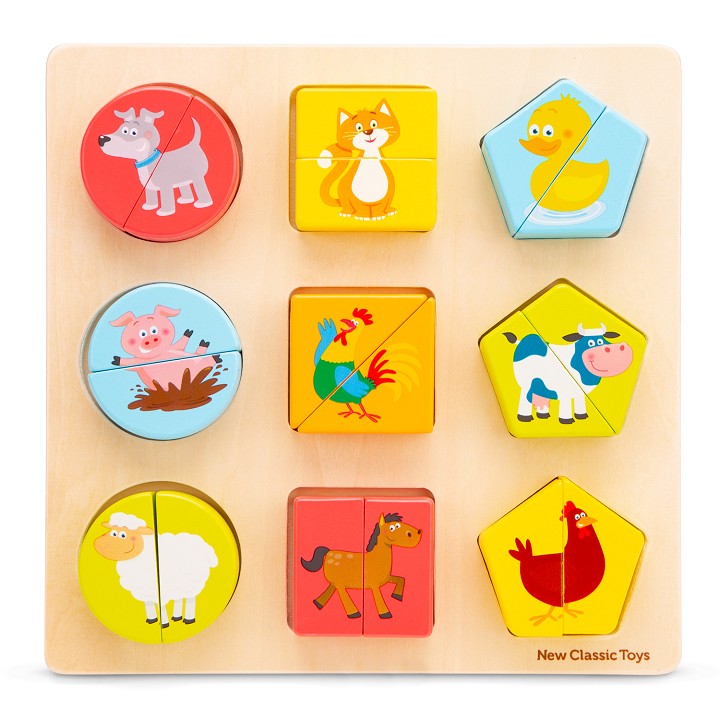 New Classic Toys - Shape block puzzle - Animals